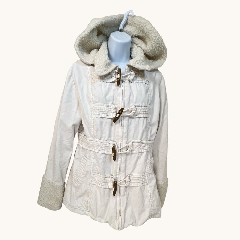 Vintage 2000s Juniors Cream Papaya Toggle Y2K Jacket Coat size Large